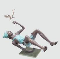 Peter Pan and Tinkerbell Bronze Garden Sculpture